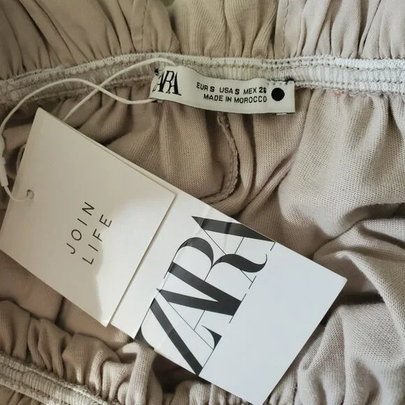 ZARA | Sleeveless Ruffle Waistline Beige Boho Maxi Dress (S) - Picture 10 of 11